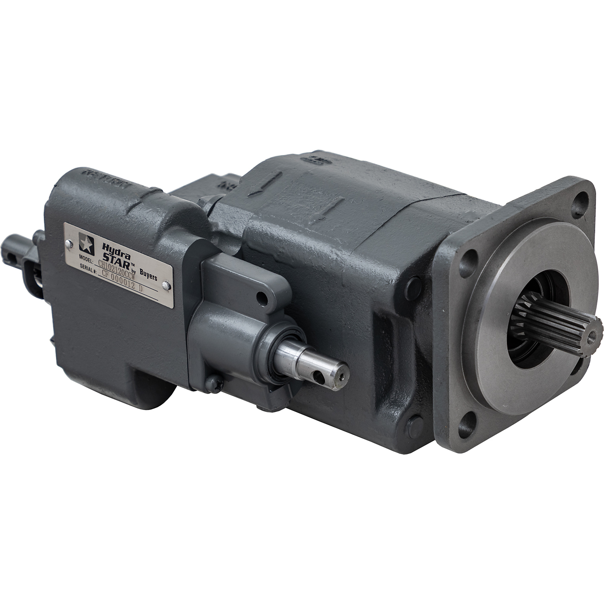 Buyers Products, Direct Mount Small Dump Pump with Manual Valve, Max. PSI 2500 Max. RPM 2000 Max. Flow Rate 33.81 GPM, Model# CH102120CCW